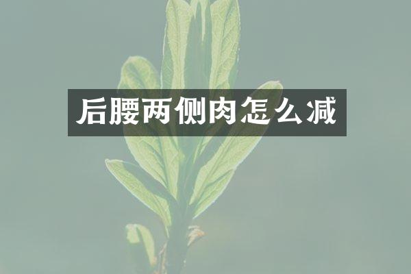 后腰两侧肉怎么减