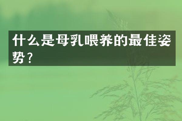 什么是母乳喂养的最佳姿势？